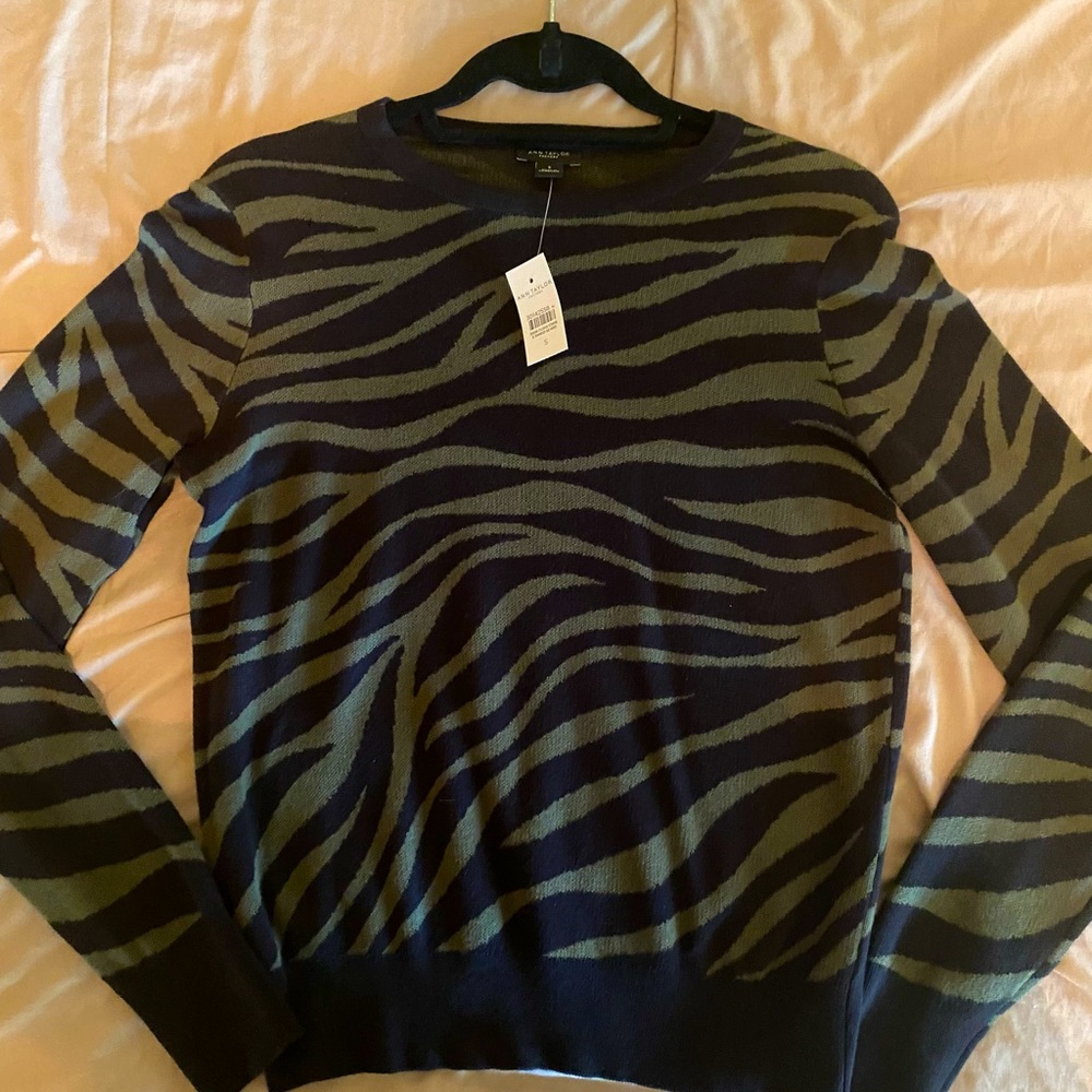 Ann Taylor Sweater - Black/Olive Green